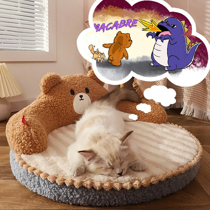 Cozy Backrest Pet Bed Deep Sleeping Waterproof Dog & Cat Bed