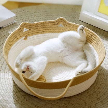 Straw Durable Handmade Cradle Pet Wicker Cat Bed