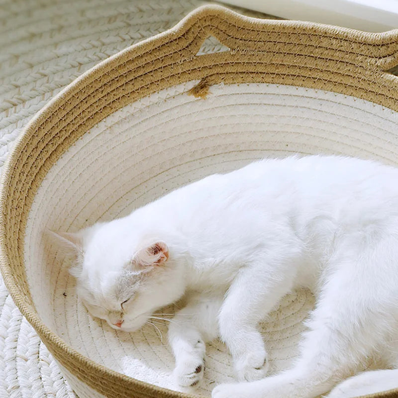 Straw Durable Handmade Cradle Pet Wicker Cat Bed