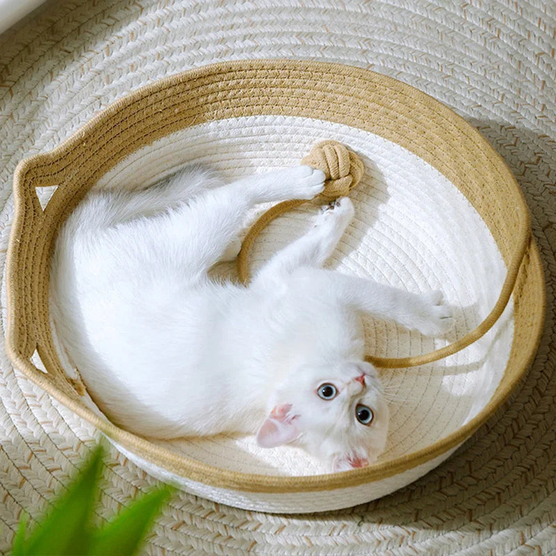 Straw Durable Handmade Cradle Pet Wicker Cat Bed